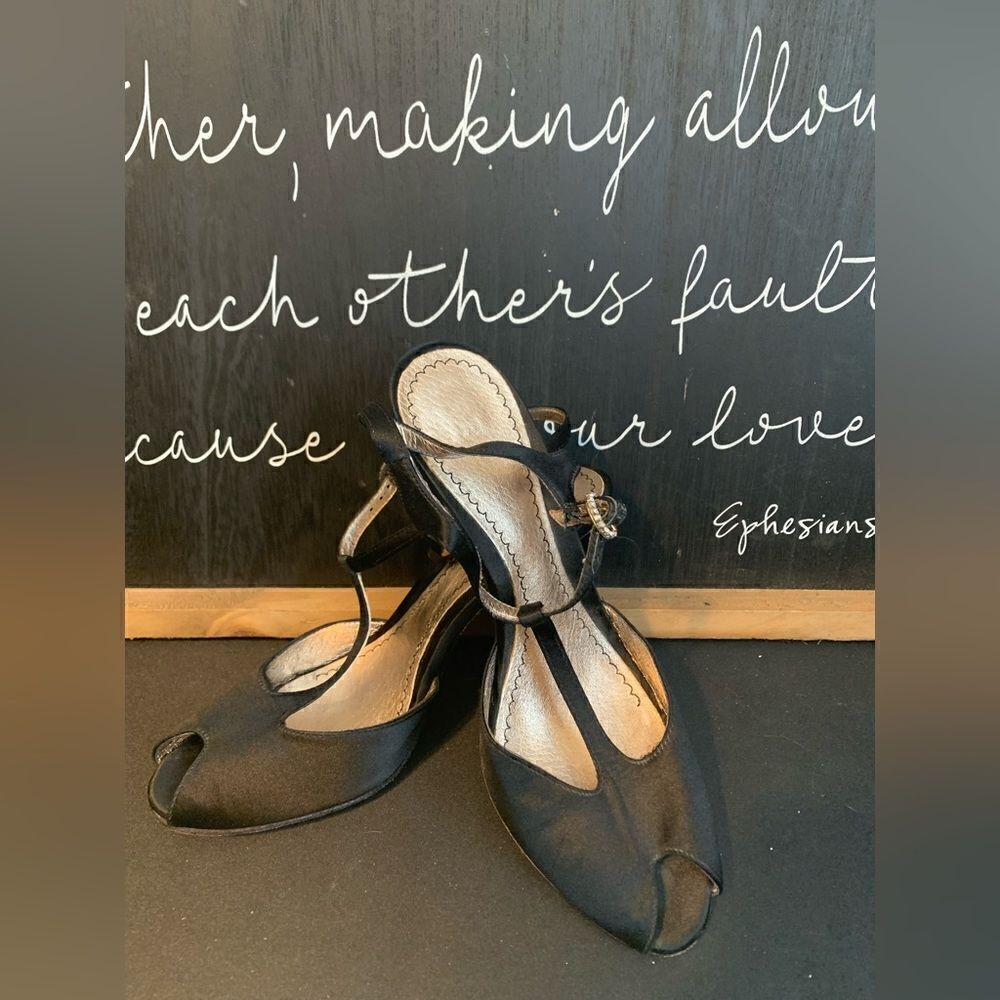 BP black satin strappy heels size 7‎ - Picture 7 of 12